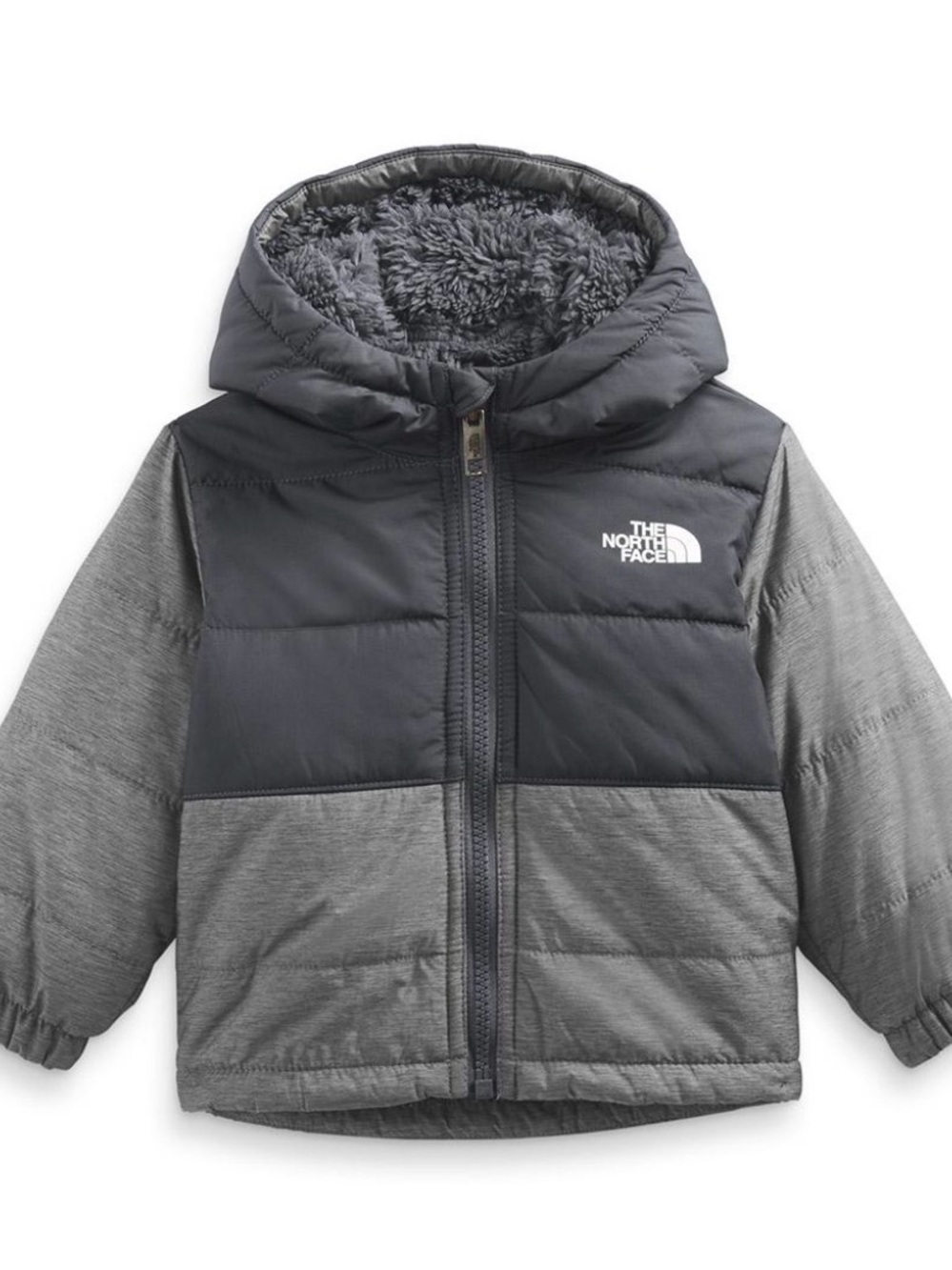 The North Face Two-Tone Grey Hooded Toddler Puffer coat 3-6 months